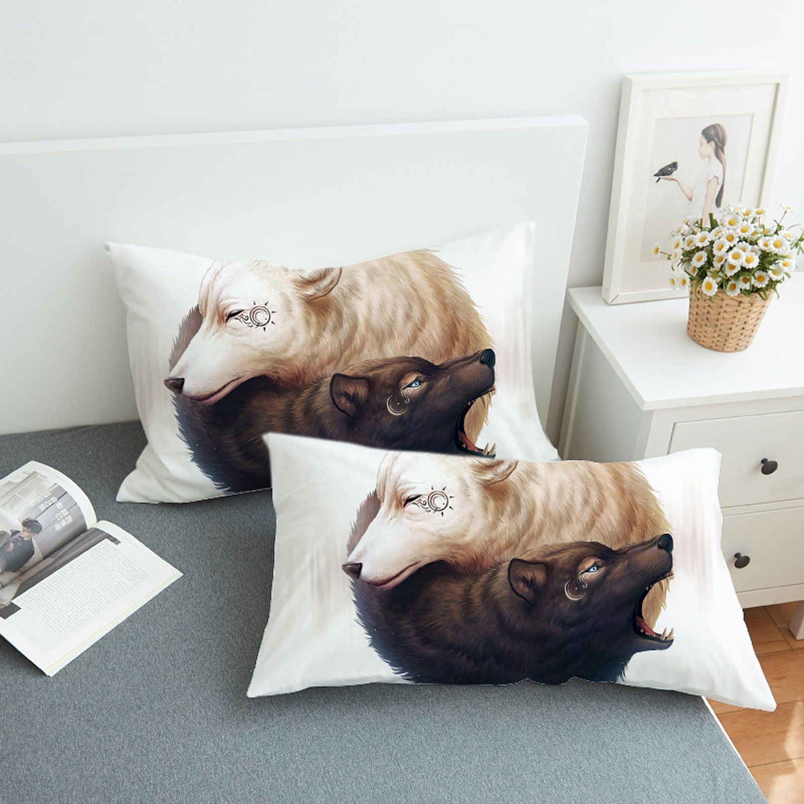 3D Wolf Hug 185 Bed Pillowcases Quilt Wallpaper AJ Wallpaper 