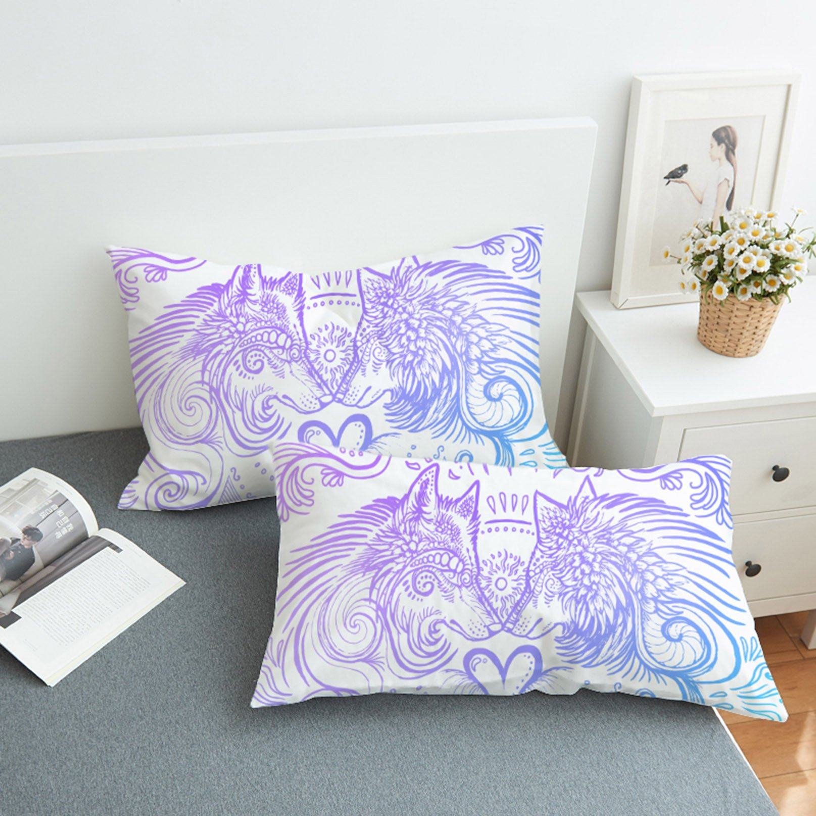 3D Pro-Wolf White 155 Bed Pillowcases Quilt Wallpaper AJ Wallpaper 