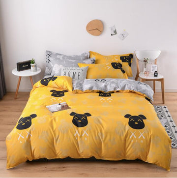 3D Yellow Bottom Black Dog 12136 Bed Pillowcases Quilt