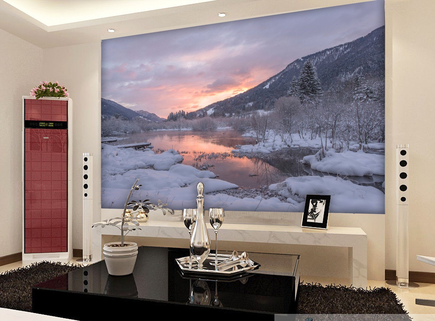 3D Snow Sun Glow River 22 Wallpaper AJ Wallpaper 2 