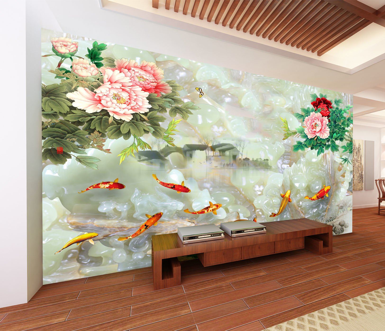 3D Ink Painting Flower Fish 314 Wallpaper AJ Wallpaper 
