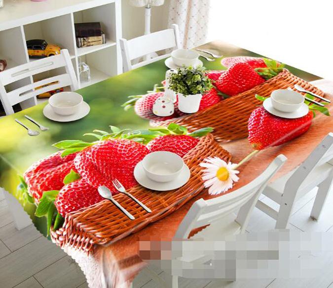 3D Fresh Strawberries 1506 Tablecloths Wallpaper AJ Wallpaper 