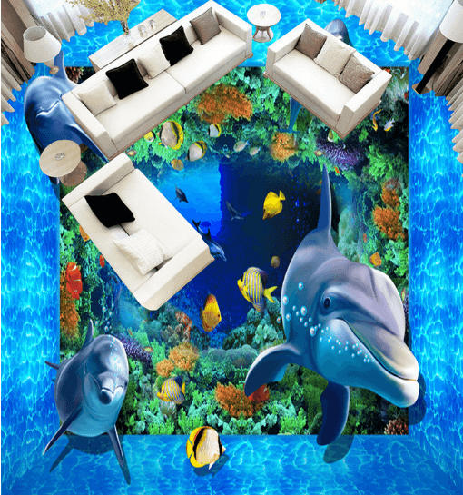 3D Dolphin World 288 Floor Mural Wallpaper AJ Wallpaper 2 
