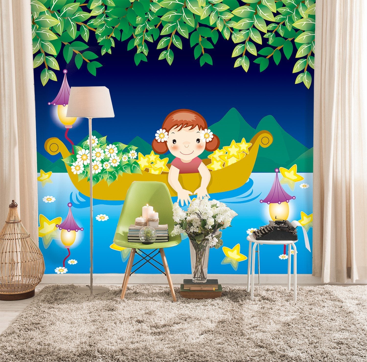 3D Boat Girl Playing Star 28 Wallpaper AJ Wallpaper 2 