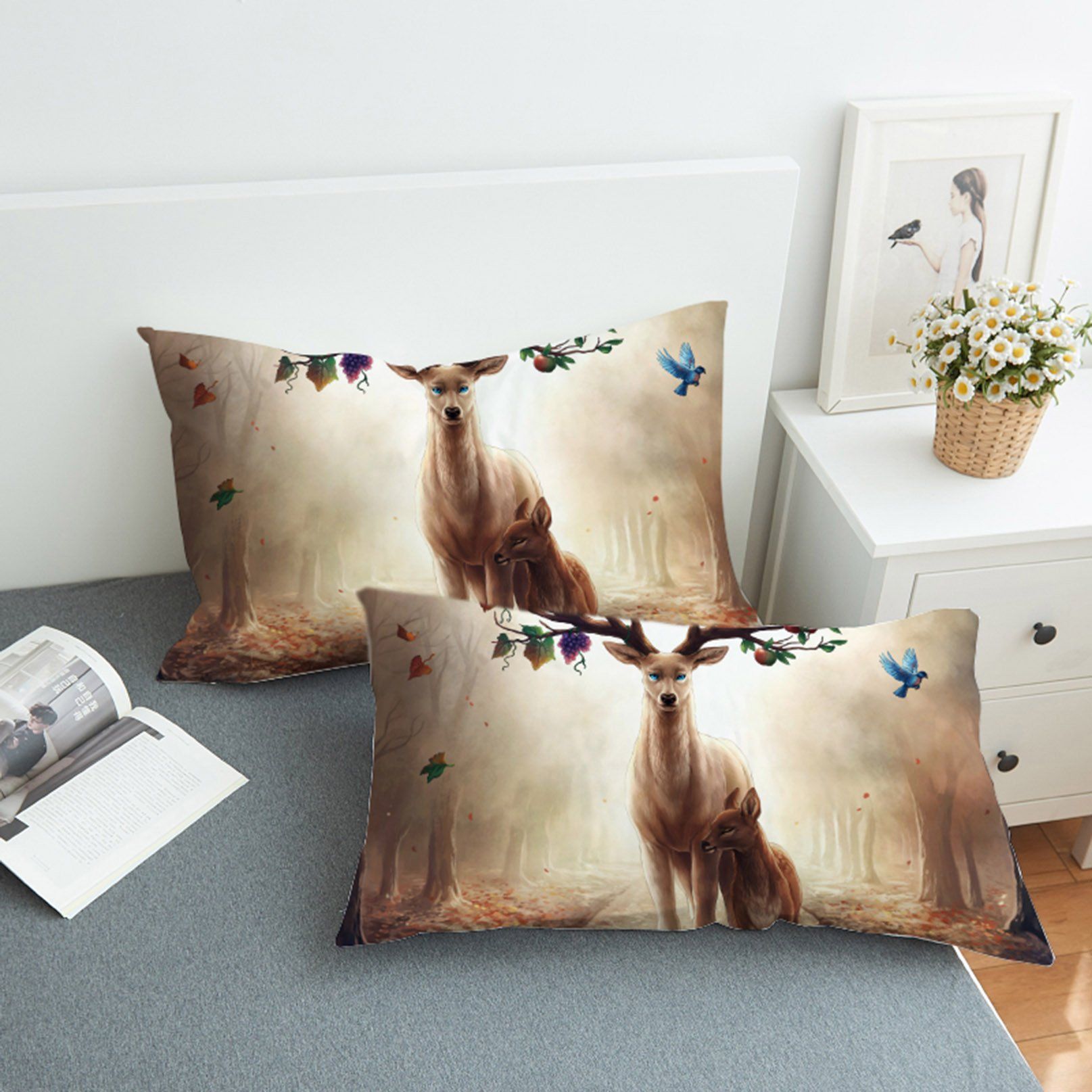 3D Mother Deer 170 Bed Pillowcases Quilt Wallpaper AJ Wallpaper 