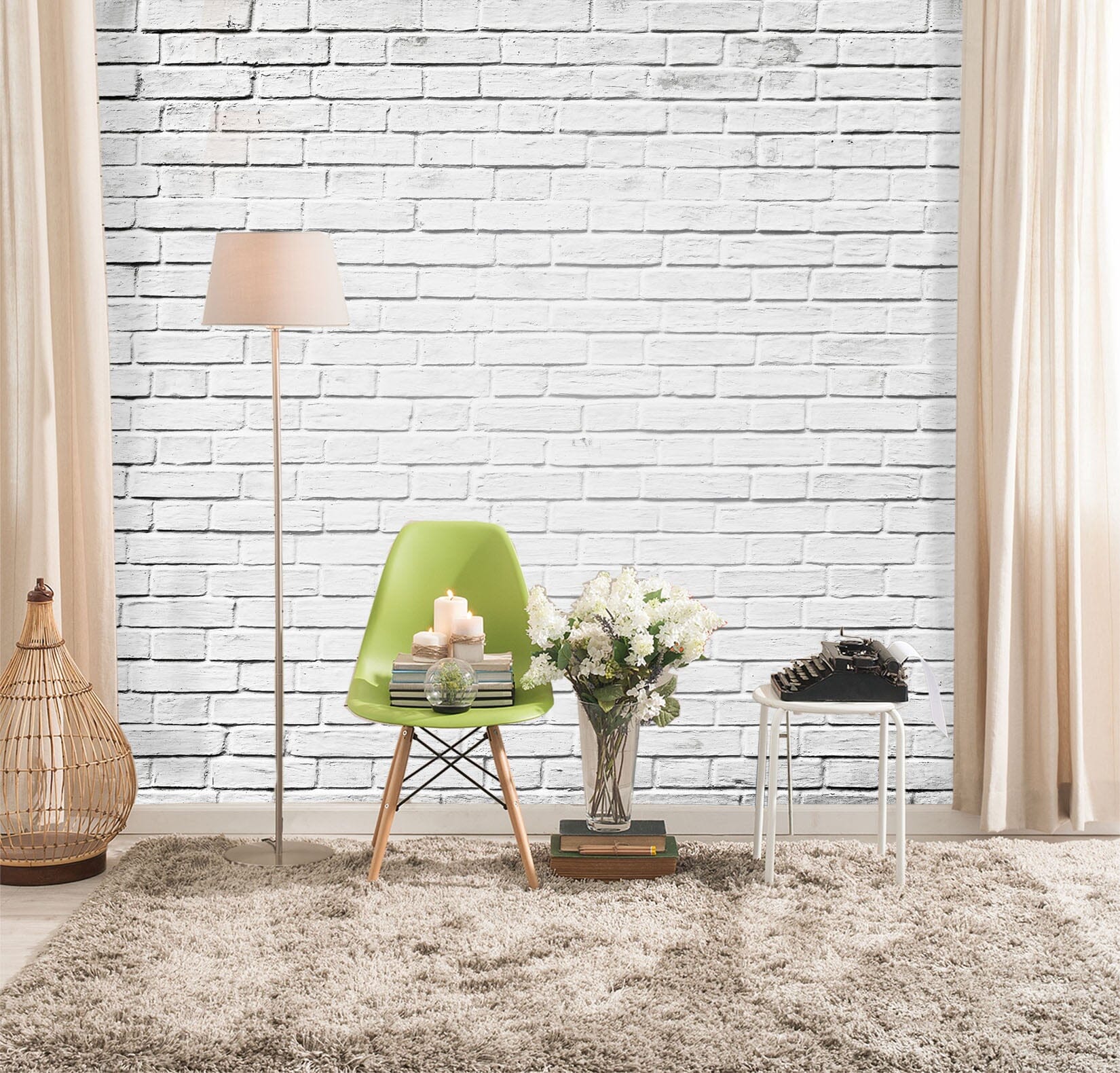 3D White Brick Wall 116 Wall Murals Wallpaper AJ Wallpaper 2 