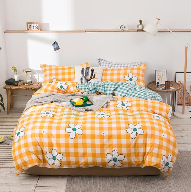 3D Yellow Grid 13110 Bed Pillowcases Quilt