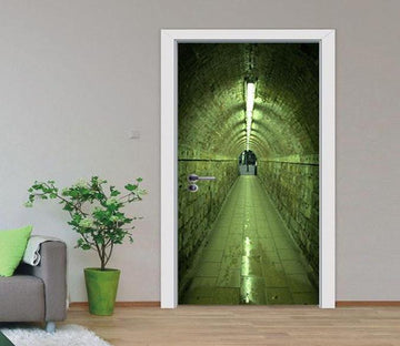 3D tunnel hole lighting door mural Wallpaper AJ Wallpaper 