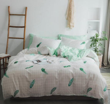3D Green Leaves 14159 Bed Pillowcases Quilt