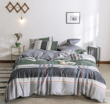 3D Grey Grid Stripes 30142 Bed Pillowcases Quilt