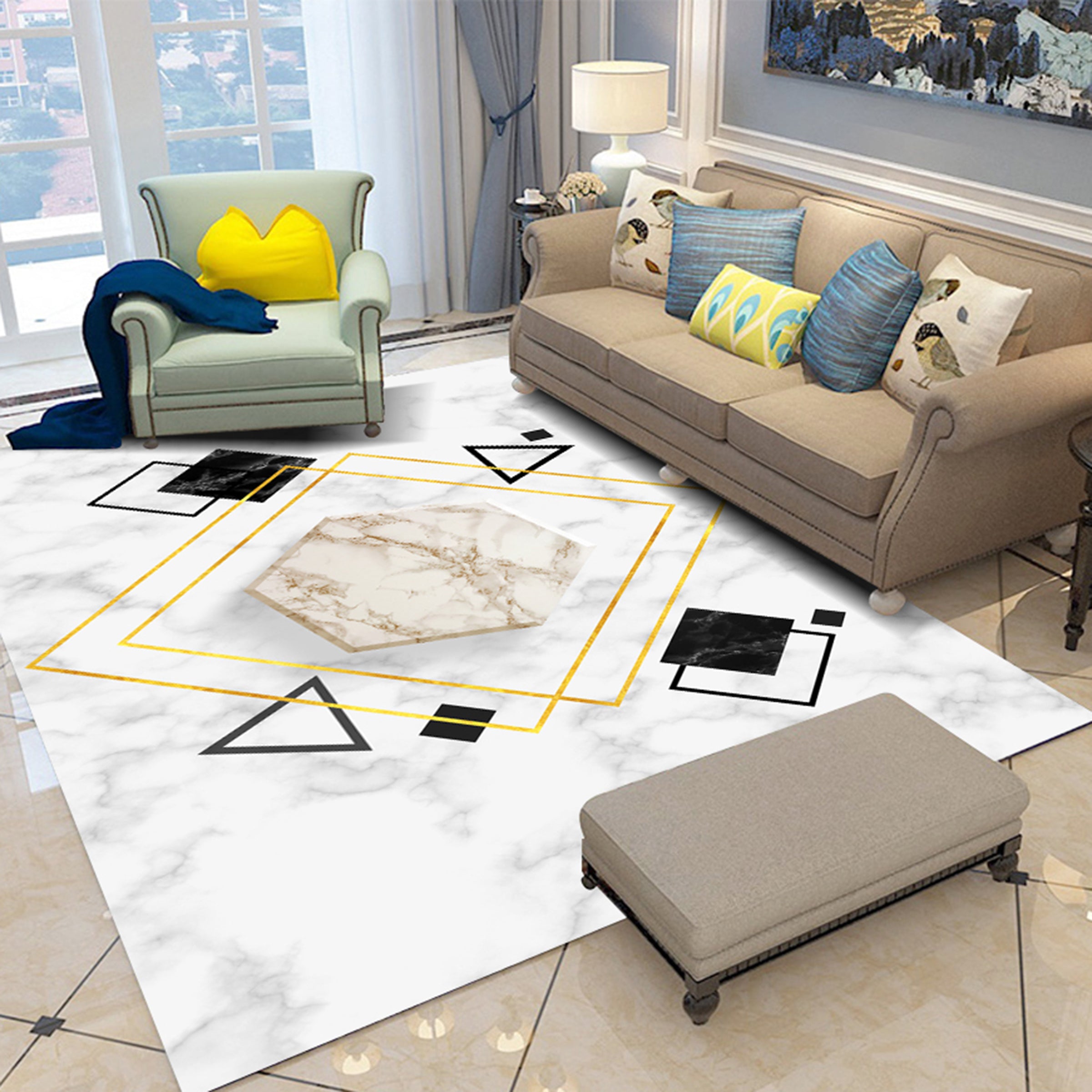 3D Colored Triangle WG249 Non Slip Rug Mat Mat AJ Creativity Home 