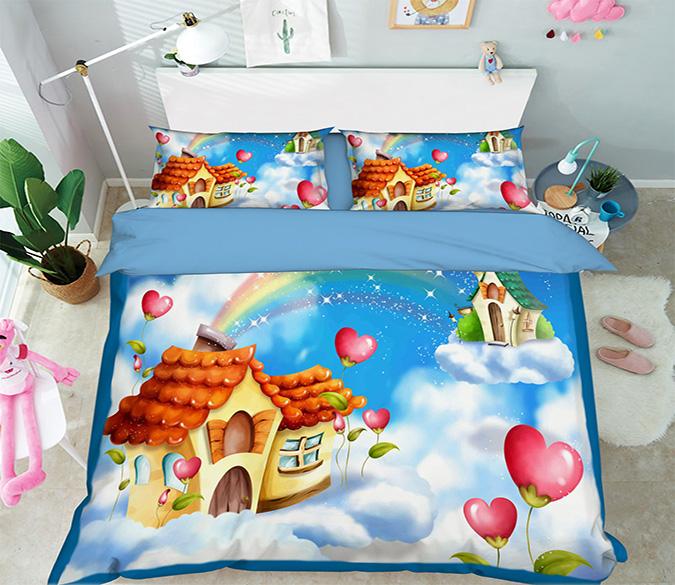 3D Cartoon House 002 Bed Pillowcases Quilt Wallpaper AJ Wallpaper 