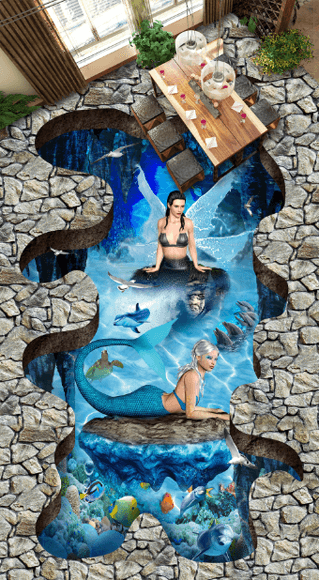 3D Ocean Mermaids Floor Mural Wallpaper AJ Wallpaper 2 