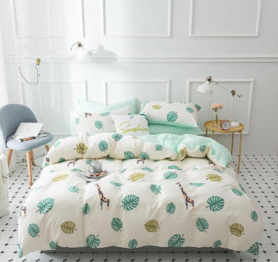 3D Leaves Giraffe 17100 Bed Pillowcases Quilt