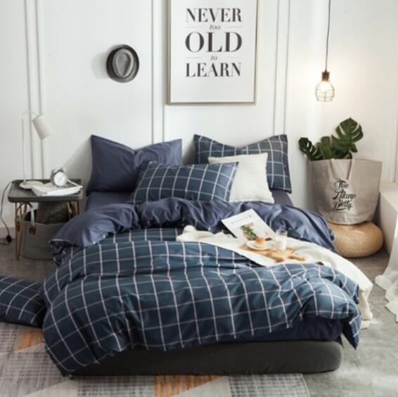 3D Dark Blue Grid 15197 Bed Pillowcases Quilt