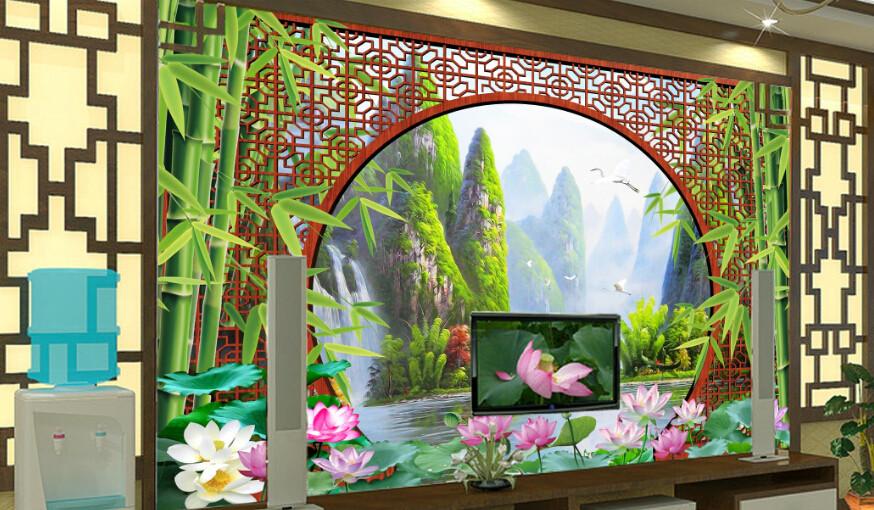 3D Majestic Mountains Lotus River Wallpaper AJ Wallpaper 1 