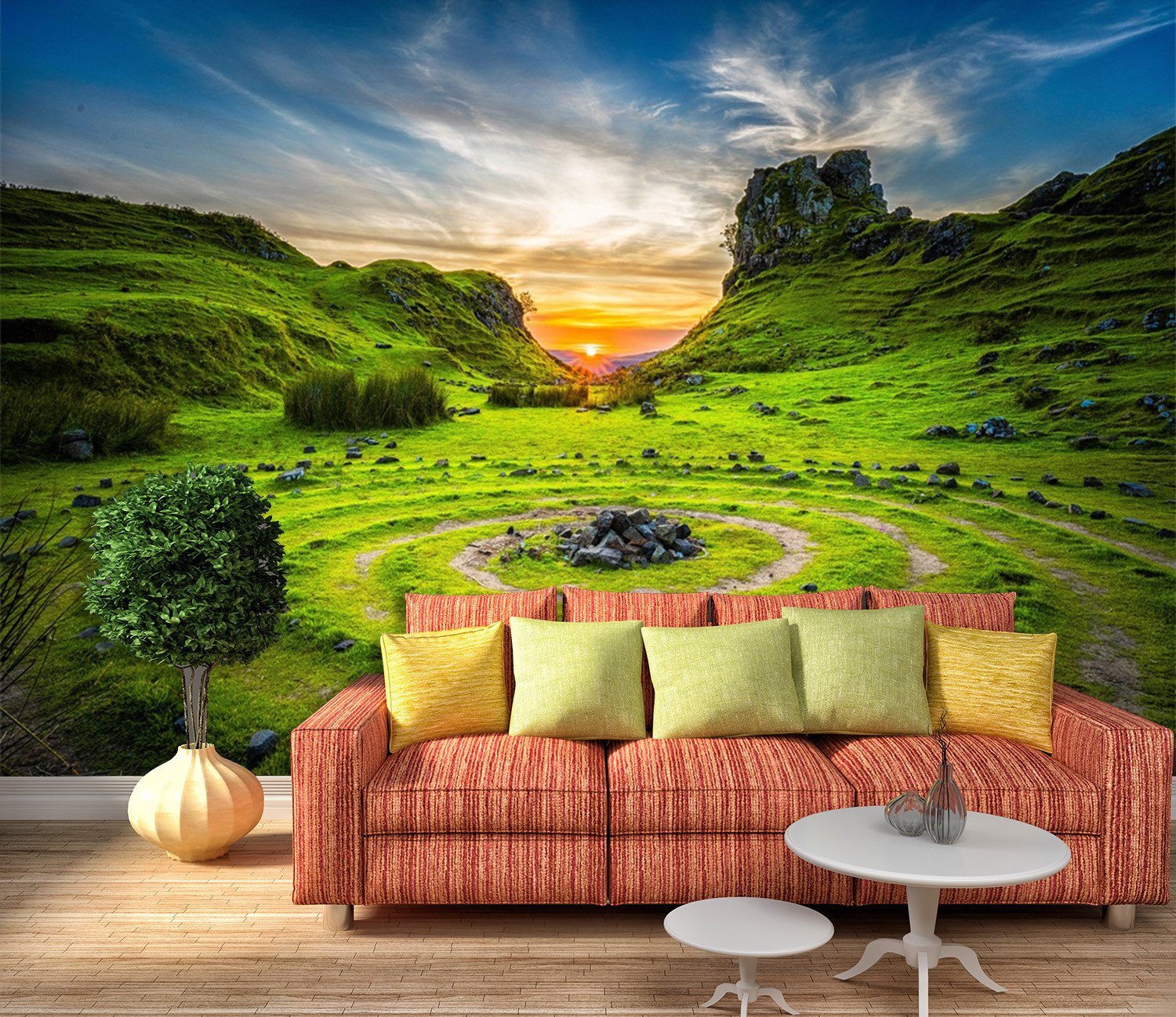 3D Green Grassland Sky 083 Wallpaper AJ Wallpaper 