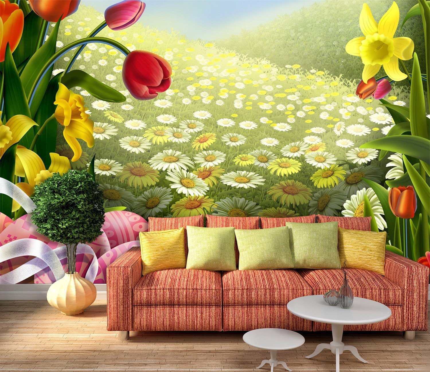 3D Sunshine Flower Manor 787 Wallpaper AJ Wallpaper 