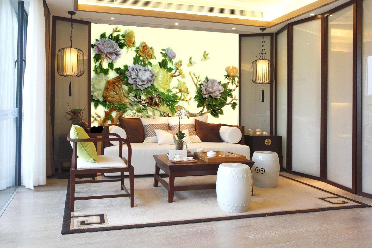 3D Jade carving flower Wallpaper AJ Wallpaper 1 