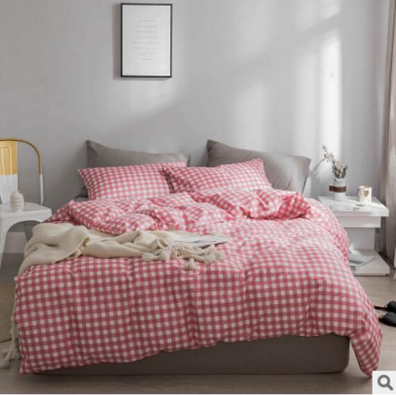 3D Pink Plaid 20250 Bed Pillowcases Quilt