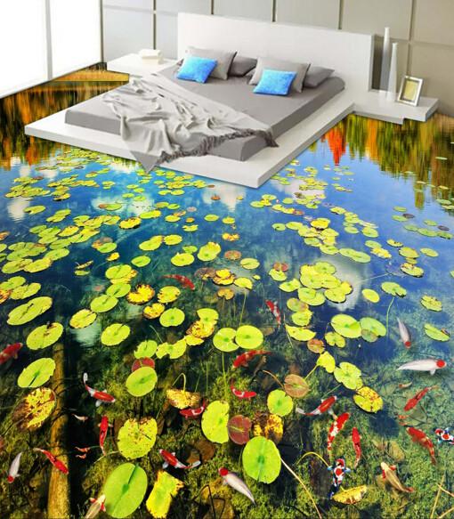 3D Lily Pad Floor Mural Wallpaper AJ Wallpaper 2 
