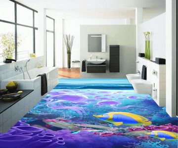 3D Purple Jellyfish 255 Floor Mural Wallpaper AJ Wallpaper 2 