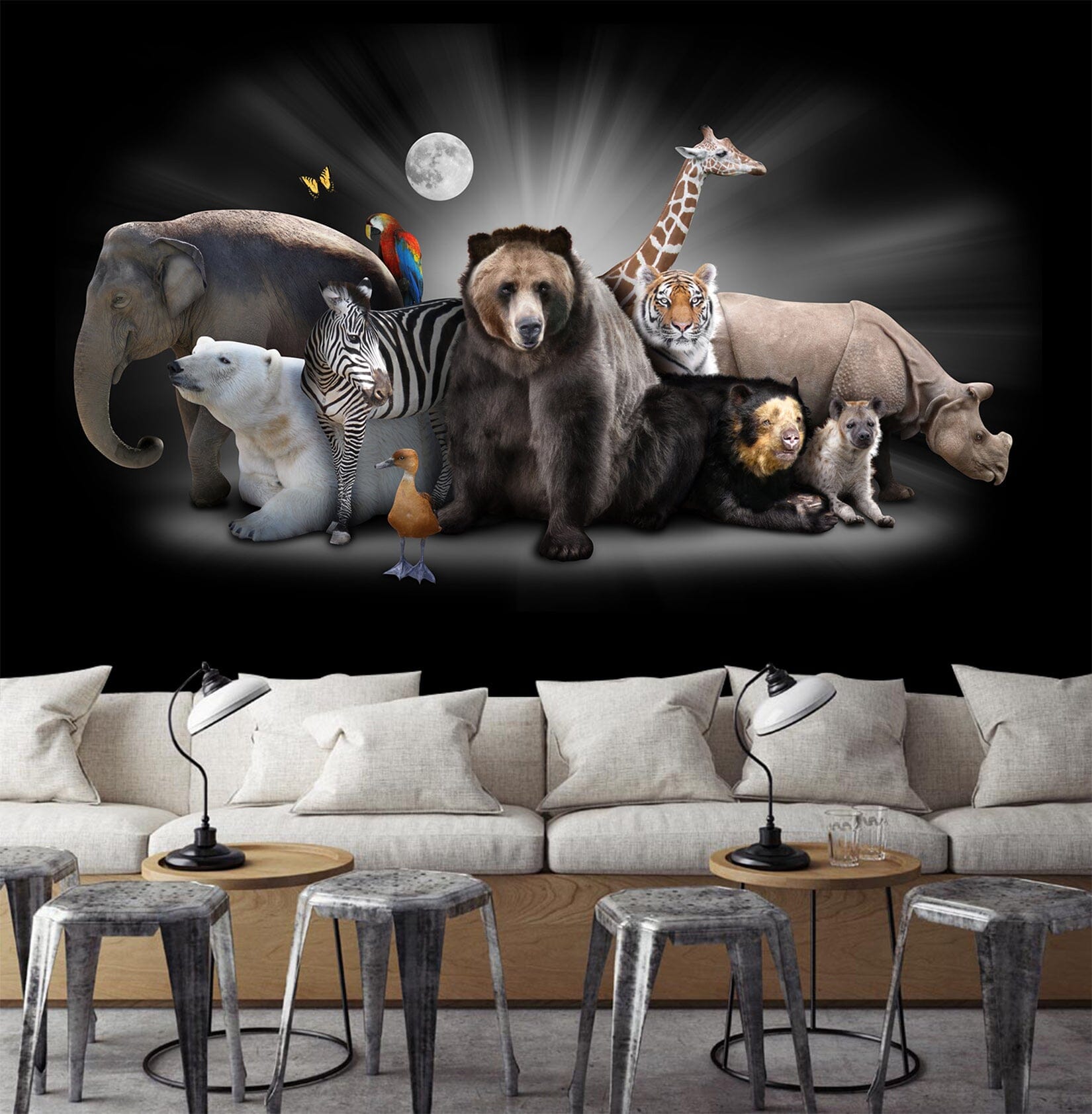 3D Bear Zebra Giraffe 281 Wall Murals Wallpaper AJ Wallpaper 2 