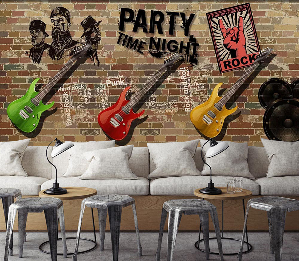 3D Color Guitar Wall WC683 Wall Murals