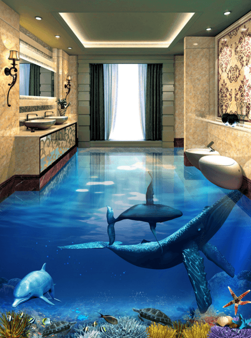 3D Underwater Wandering 002 Floor Mural Wallpaper AJ Wallpaper 2 