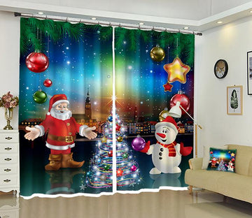 3D Magic Ball Christmas 3 Curtains Drapes Curtains AJ Creativity Home 