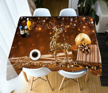 3D Golden Deer Stars 63 Tablecloths Tablecloths AJ Creativity Home 