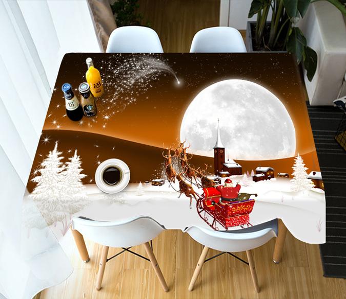 3D Round Moon Village 67 Tablecloths Tablecloths AJ Creativity Home 