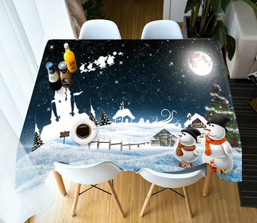 3D Moon Snowman 68 Tablecloths Tablecloths AJ Creativity Home 
