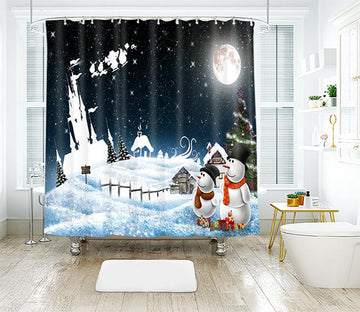 3D Christmas Snowman 8 Shower Curtain 3D Shower Curtain AJ Creativity Home 