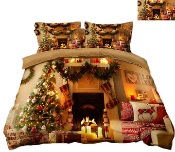 3D Christmas Sofa Candle 59 Bed Pillowcases Quilt Quiet Covers AJ Creativity Home 