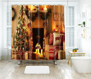 3D Christmas Sofa Candle 9 Shower Curtain 3D Shower Curtain AJ Creativity Home 