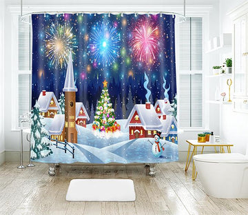 3D Christmas Fireworks 10 Shower Curtain 3D Shower Curtain AJ Creativity Home 