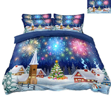 3D Christmas Fireworks 60 Bed Pillowcases Quilt Quiet Covers AJ Creativity Home 