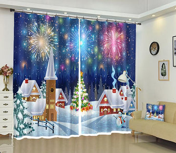 3D Colored Fireworks Christmas 11 Curtains Drapes Curtains AJ Creativity Home 