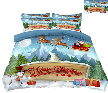 3D Christmas Snow Mountain 61 Bed Pillowcases Quilt Quiet Covers AJ Creativity Home 
