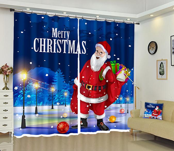 3D White Beard Christmas 15 Curtains Drapes Curtains AJ Creativity Home 