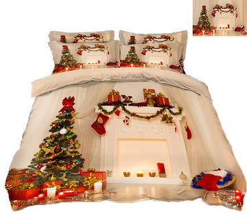 3D Christmas Full House Gift 67 Bed Pillowcases Quilt Quiet Covers AJ Creativity Home 