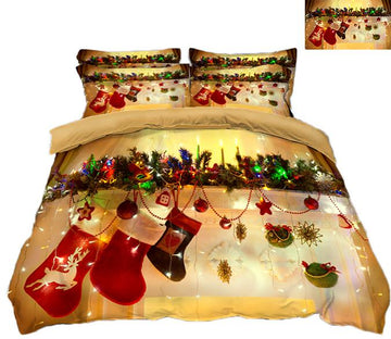 3D Christmas Red Sock 68 Bed Pillowcases Quilt Quiet Covers AJ Creativity Home 