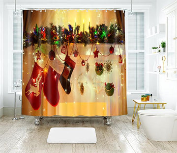 3D Christmas Shiny Socks 18 Shower Curtain 3D Shower Curtain AJ Creativity Home 