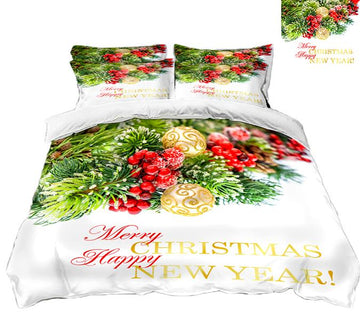 3D Christmas Golden Ball 69 Bed Pillowcases Quilt Quiet Covers AJ Creativity Home 