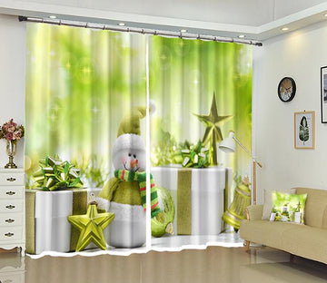 3D Green Pentagram Christmas 24 Curtains Drapes Curtains AJ Creativity Home 
