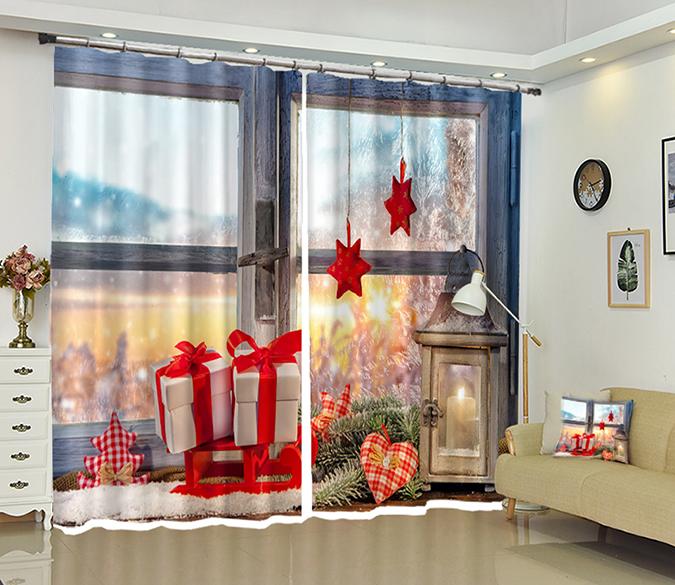 3D Red Gift Box Christmas 25 Curtains Drapes Curtains AJ Creativity Home 