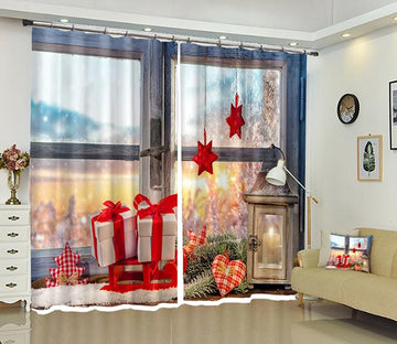 3D Red Gift Box Christmas 25 Curtains Drapes Curtains AJ Creativity Home 