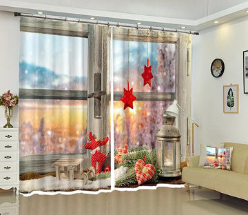 3D Window Candlelight Christmas 26 Curtains Drapes Curtains AJ Creativity Home 