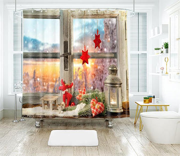 3D Christmas Window Ornaments 25 Shower Curtain 3D Shower Curtain AJ Creativity Home 
